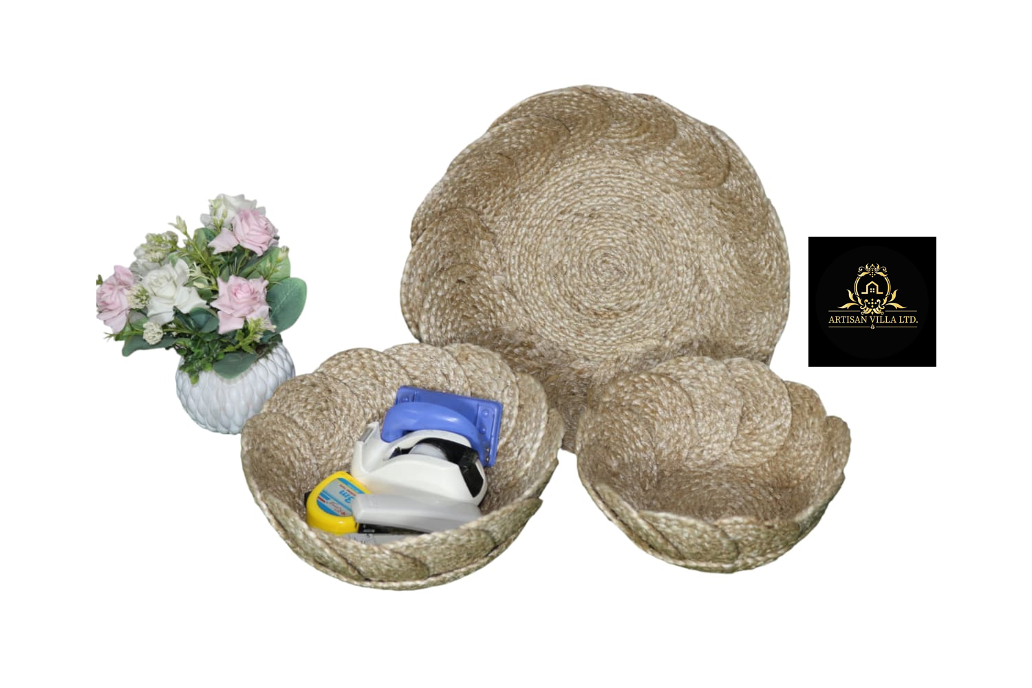 Jute Scallop Fruit Basket